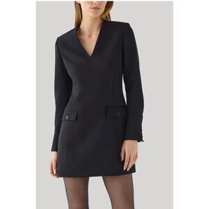 VERONICA DE PIANTE Elsie Grain de Poudre Mini Dress in  Black IT 42 US 6